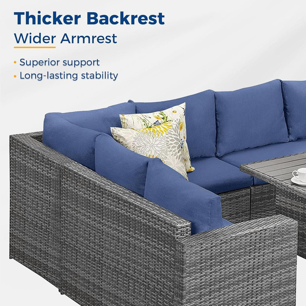 Blue 7-Piece Outdoor Patio Furniture Set With Table Chairs