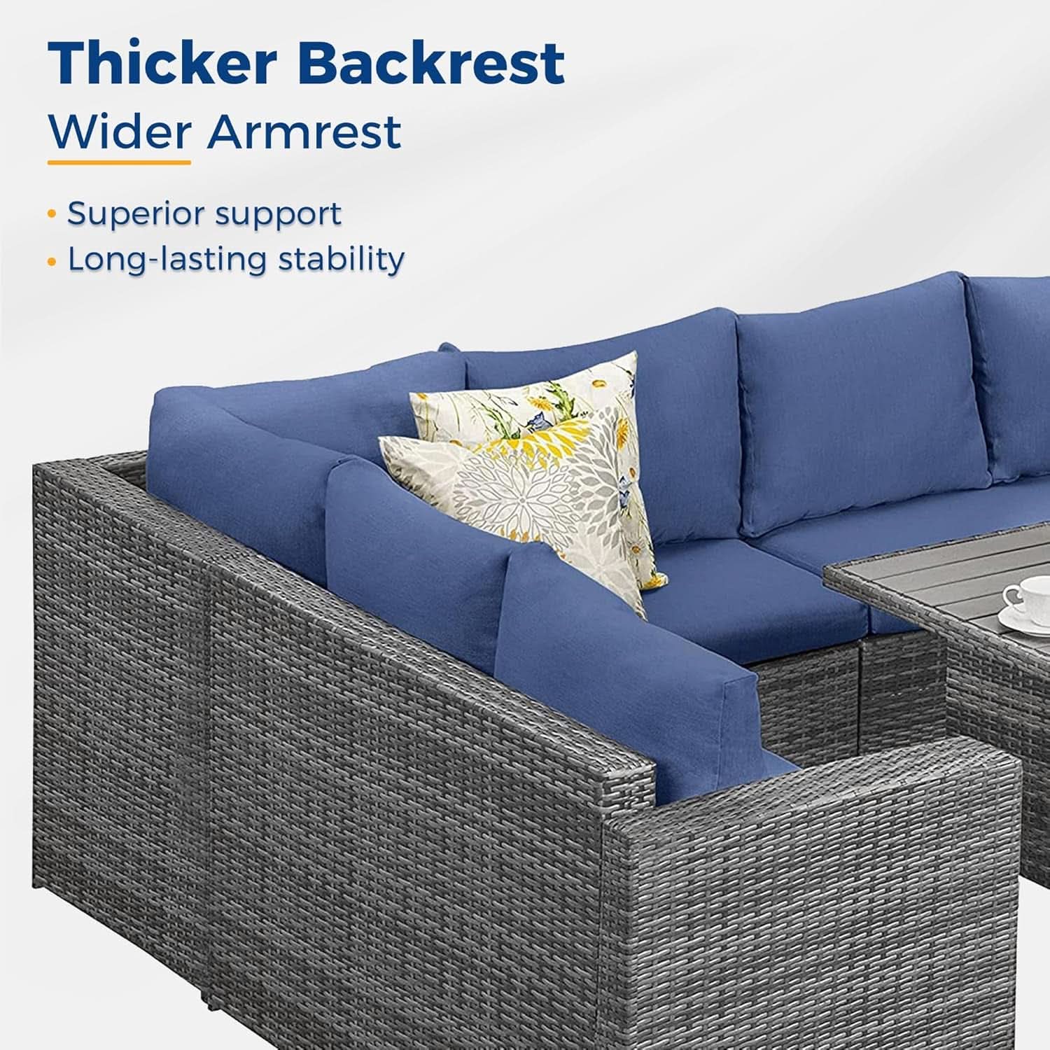 Blue 7-Piece Outdoor Patio Furniture Set With Table Chairs