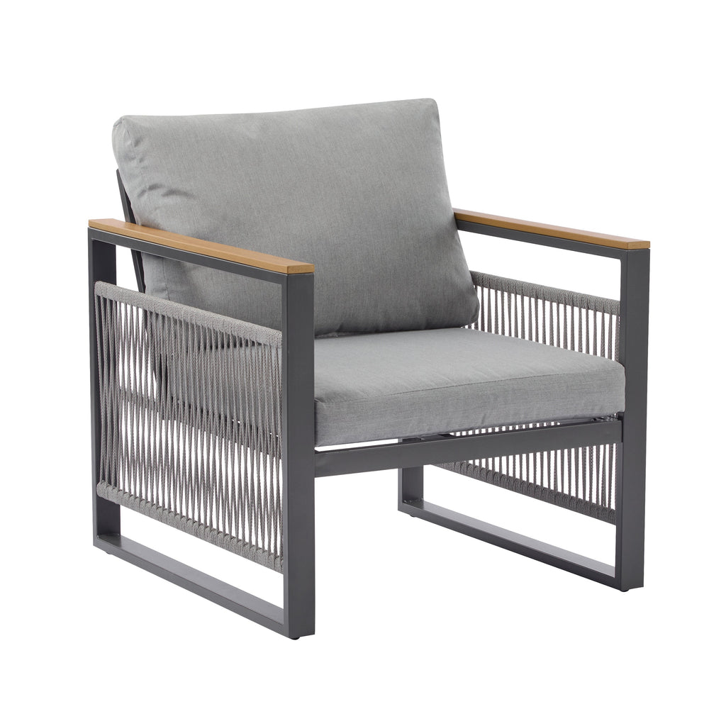 4-Piece Outdoor Metal Patio Furniture Set with Cushions