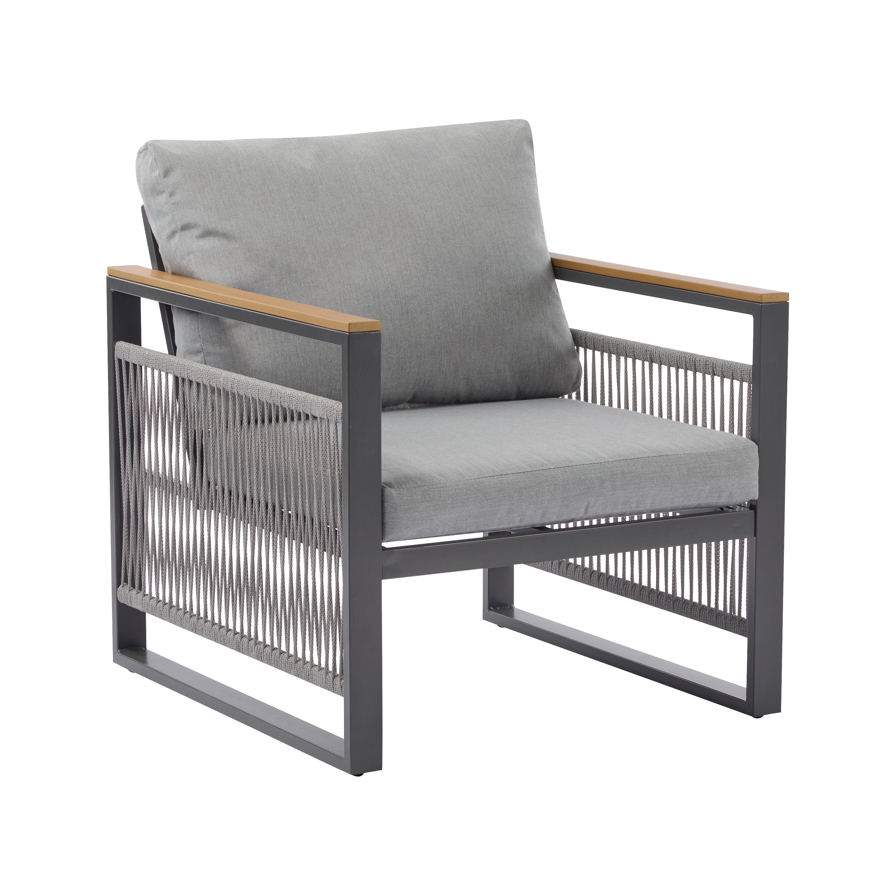 4-Piece Outdoor Metal Patio Furniture Set with Cushions