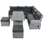 Outdoor Furniture Set Patio Rattan with Recliners and Tables