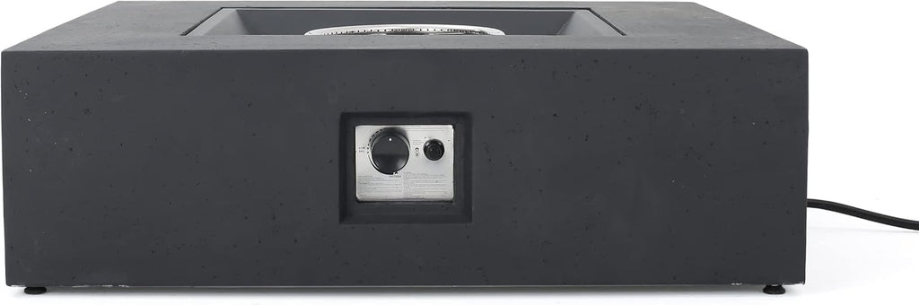 Aidan Outdoor 50,000 BTU Square Fire Pit (No Tank Holder) - Lightweight Concrete - Dark Gray
