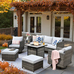 Lullaby 7 -Piece Rattan Patio Sofa Conversation Set with Gray Cushions