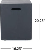 Outdoor Lightweight Concrete 50,000 BTU Rectangular Fire Pit with Tank Holder, Dark Gray