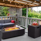 Fire Pit Table 42In Propane Fire Pit 50,000 BTU Rectangular Gas Fire Pits with Wind Guard Propane Tank Cover Table Lava Rocks for Outdoor outside Patio