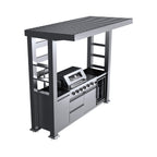 Castelle Flame Amalfi 97-Inch 4-Burner 72K BTU LP Outdoor Kitchen Grill Island with Wine Cooler, Rotisserie, Cabinets, And Granite Countertops