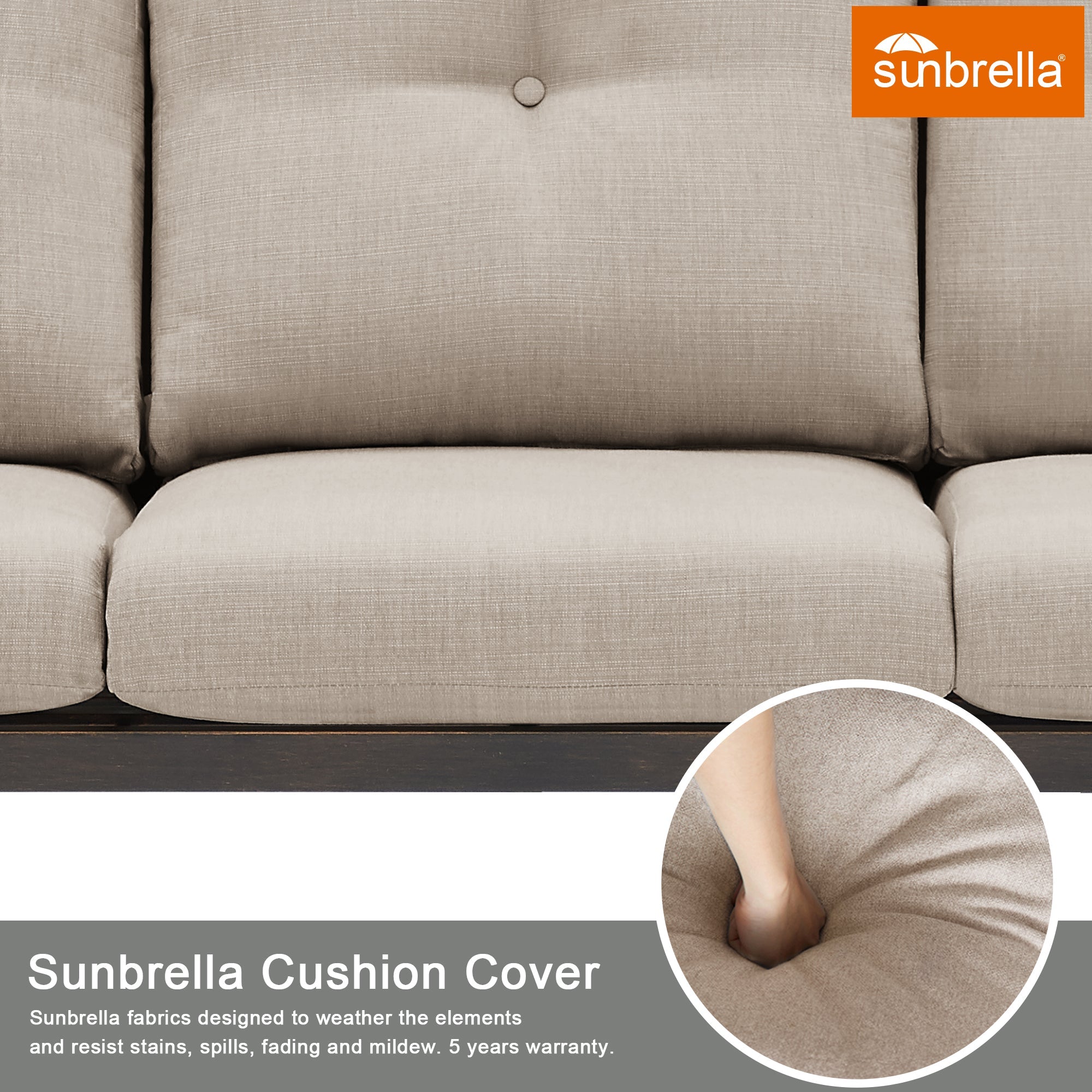 3-Seater Patio Sofa with Sunbrella® Cushions