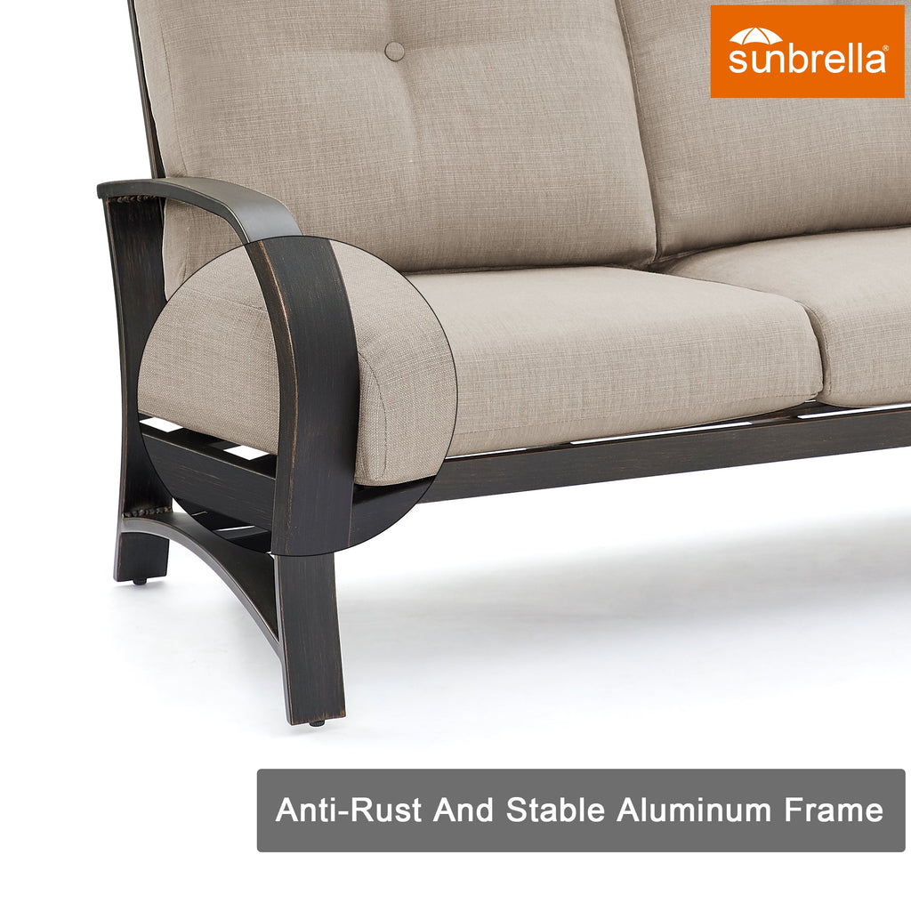 3-Seater Patio Sofa with Sunbrella® Cushions