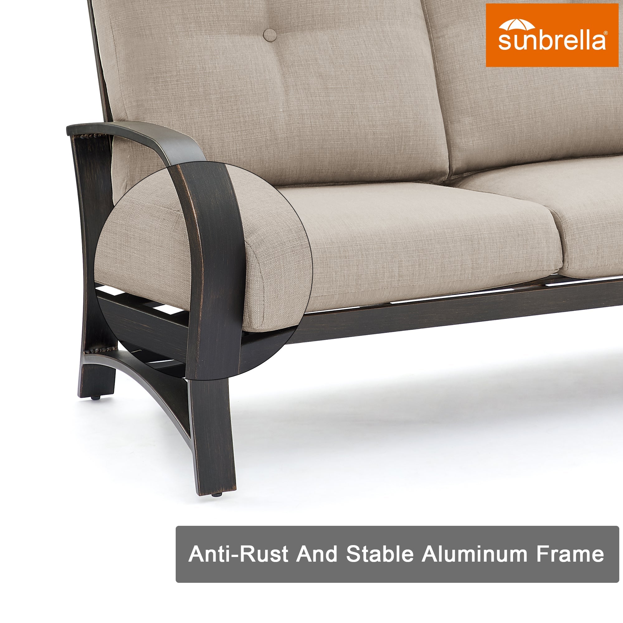 3-Seater Patio Sofa with Sunbrella® Cushions