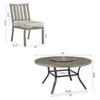 Round Dining Table Sets With Armless Chair And Sunbrella® Cushions