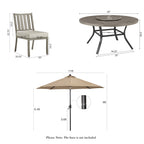 8PCS Round Dining Set With Lazy Susan and Sunbrella Umbrella And Cushion