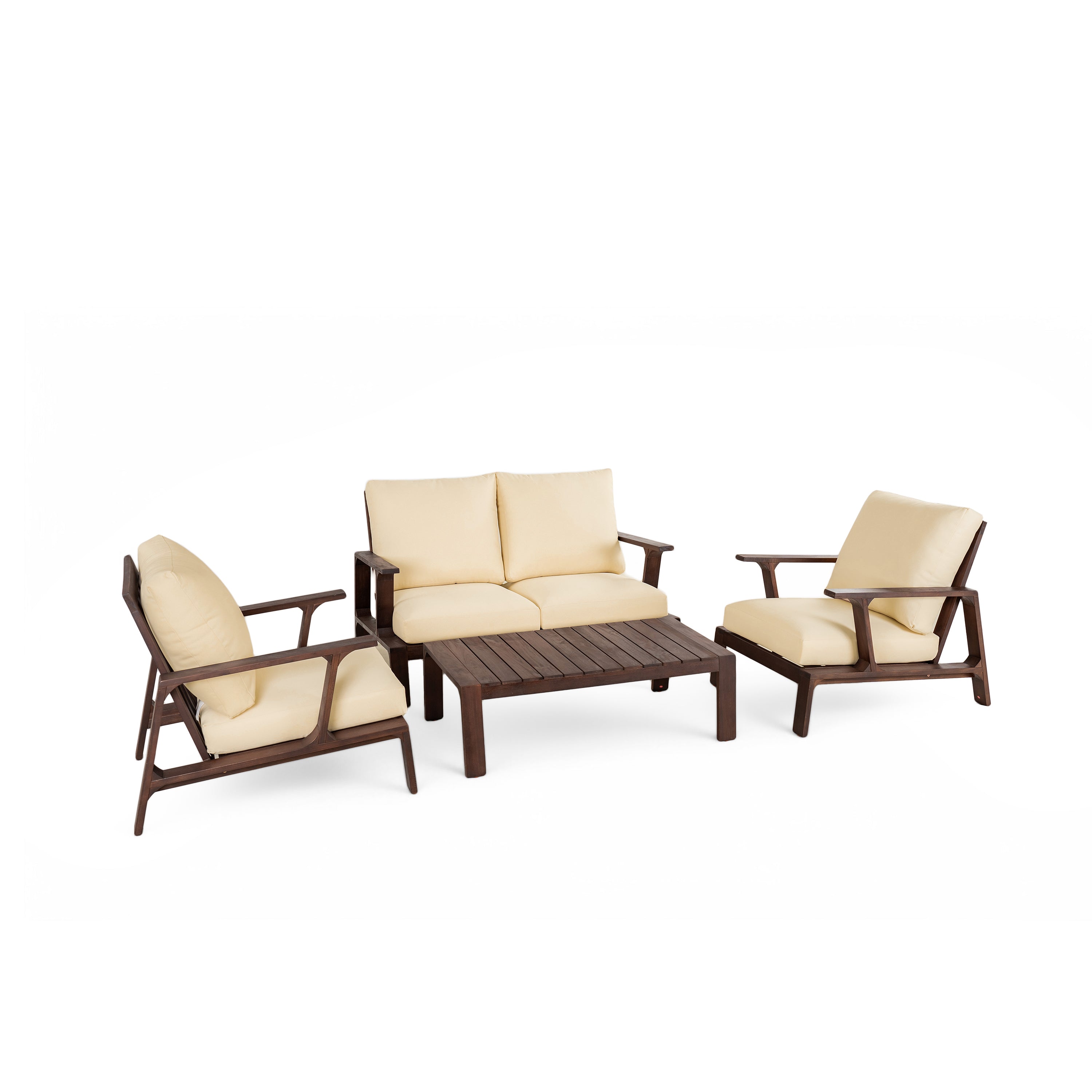 4- Piece Outdoor Sofa Set with Cushions and Coffee Table