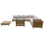 K&K 8-Piece Patio Furniture Set with Fire Pit Table