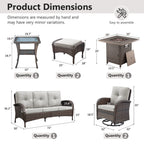 Outdoor Fire Pit Conversation Set, 3-Seat Sofa & Chairs Patio Furniture Set