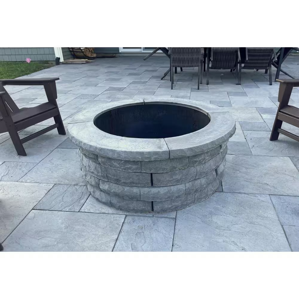Ledgestone 47 In. X 18 In. round Concrete Wood Fuel Fire Pit Ring Kit Gray