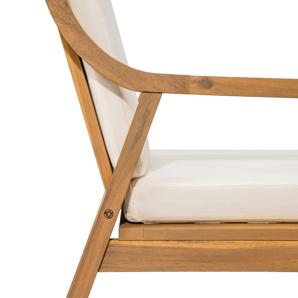 Patio Dining Chair Set of 2, Wood Outdoor Armchairs with Removable Cushions