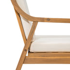 Patio Dining Chair Set of 2, Wood Outdoor Armchairs with Removable Cushions