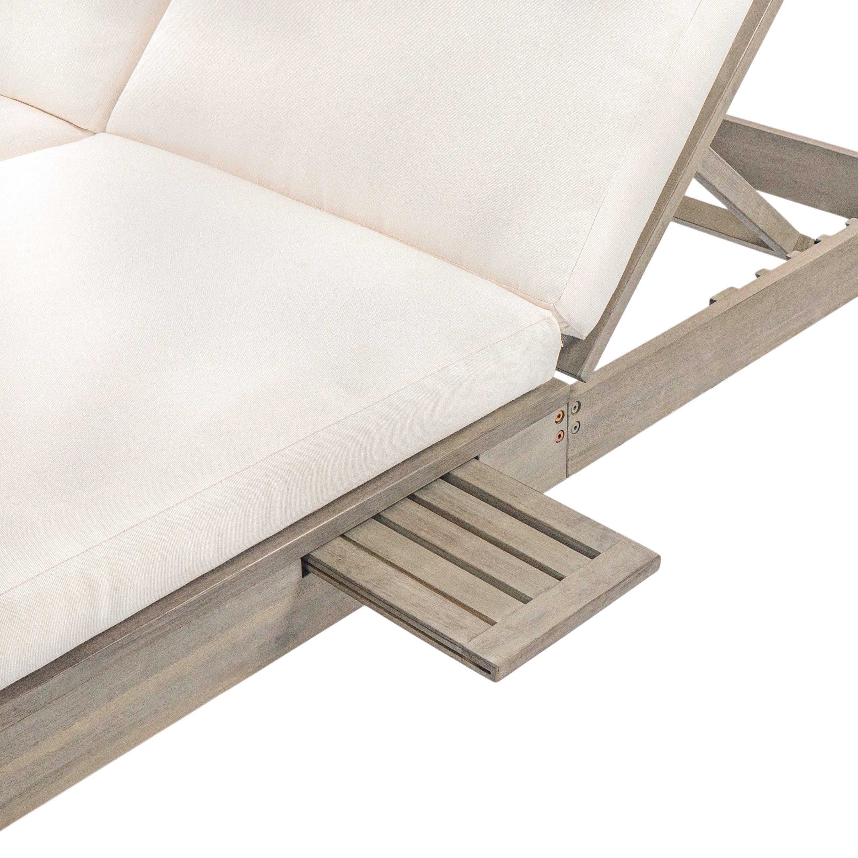 5-Position Adjustable Backrest Double Chaise Lounge Outdoor