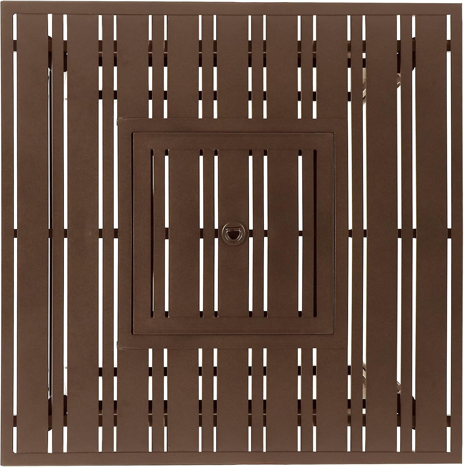 Square 32 In. X 32 In. Aluminum Propane Fire Pit Table with Glass Beads, Two Covers, Lid, 37,000 Btus in Brown Finish