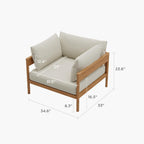 Modern Outdoor Patio Furniture Set, All-Weather Aluminium Conversation Sectional Sofa with Thick Cushions for Backyard, Garden, Porch, Armchair, Beige