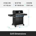 674144 Baron 490 Pro Shadow 4-Burner Pellet Ready Propane Gas Grill in Black with Side Burner and Rear Rotisserie Burner