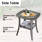 Lullaby 7 -Piece Rattan Patio Sofa Conversation Set with Gray Cushions