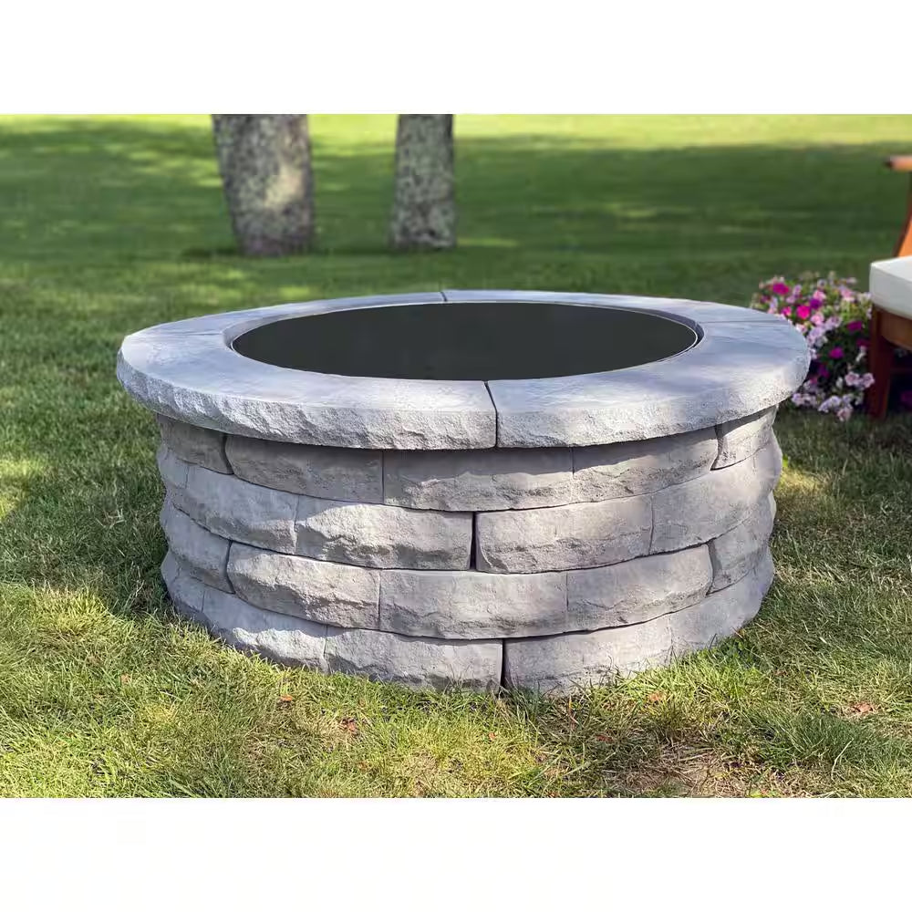 Ledgestone 47 In. X 18 In. round Concrete Wood Fuel Fire Pit Ring Kit Gray