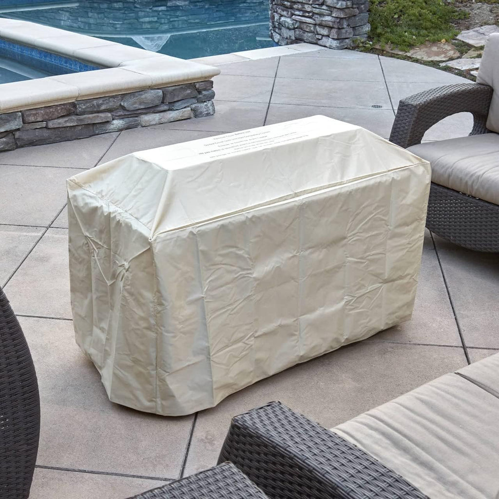 HF42603 Barnyard Style Propane Fire Pit Table for Patio and Deck Use, MGO Construction, Includes Glass Beads and Protective Cover, 42 Inch X 20 Inch, Gray