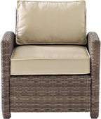 Bradenton 5-Piece Outdoor Sofa Patio Furniture Set, Wicker Conversation Sets for Porch, Brown with Sand Cushions