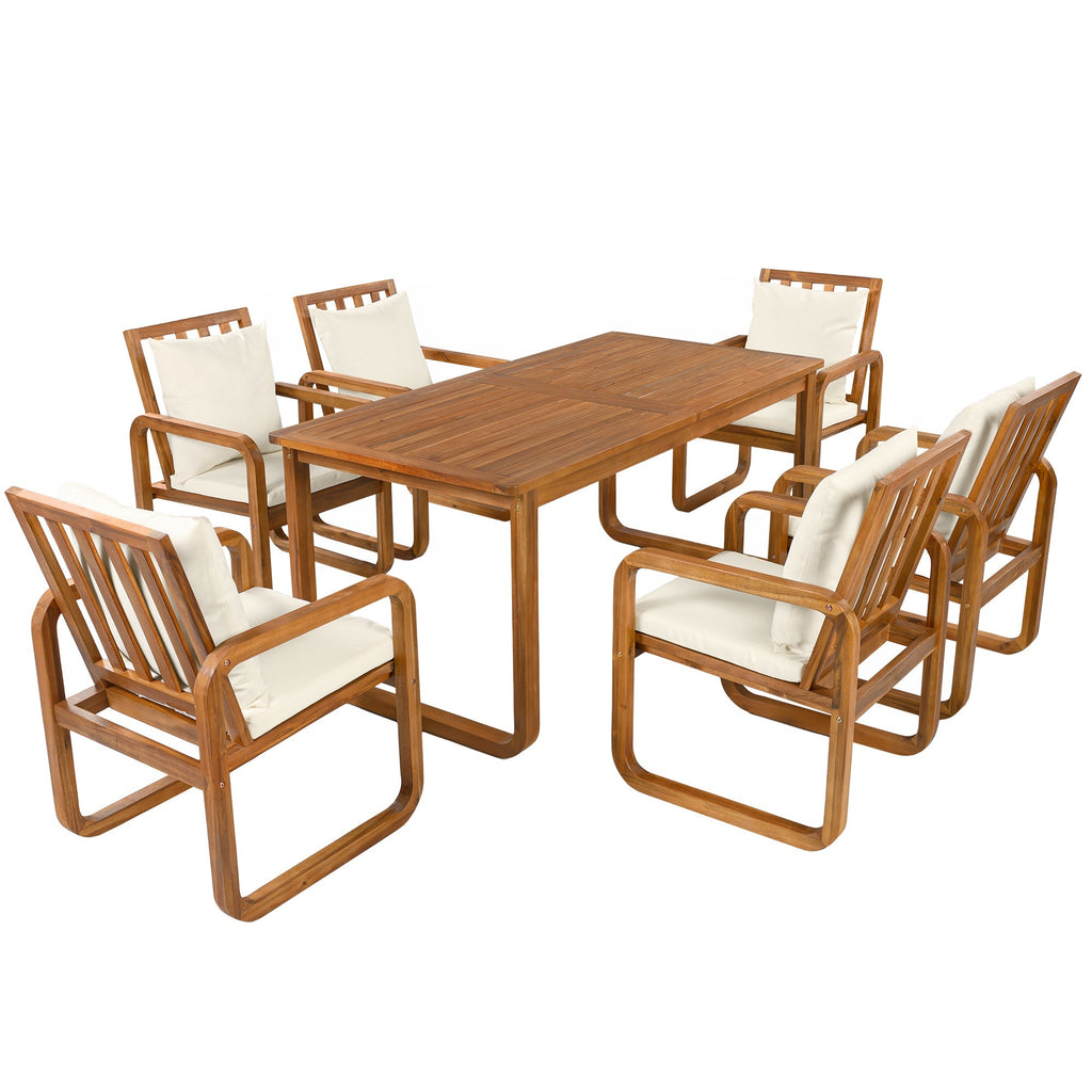 7- Piece Patio Dining Set Outdoor Dining Table and Chairs