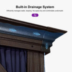 11 Ft. X 15 Ft. Bronze Patio Outdoor Gazebo for Backyard Hardtop Aluminum Frame Hooks, Netting, Blue Curtain, 24-Lights