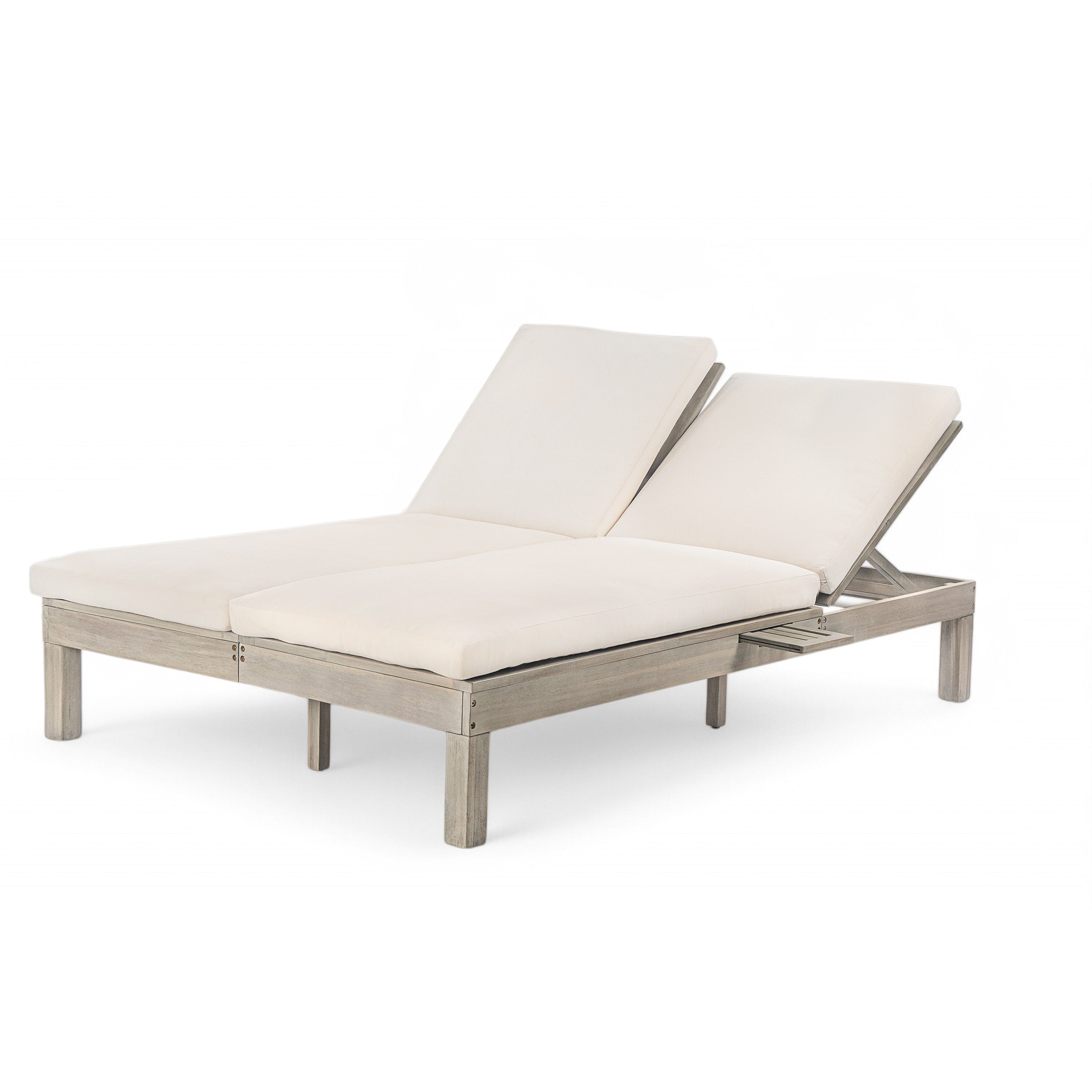 5-Position Adjustable Backrest Double Chaise Lounge Outdoor