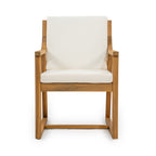 Patio Dining Chair Set of 2, Wood Outdoor Armchairs with Removable Cushions