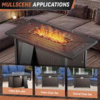9 Pieces Patio Furniture Sets with Fire Pit Table,Swivel Chairs with 6" Thick Cushion,Sofa and Ottomans,Patio Conversation Sets for Porch Deck Garden Backyard