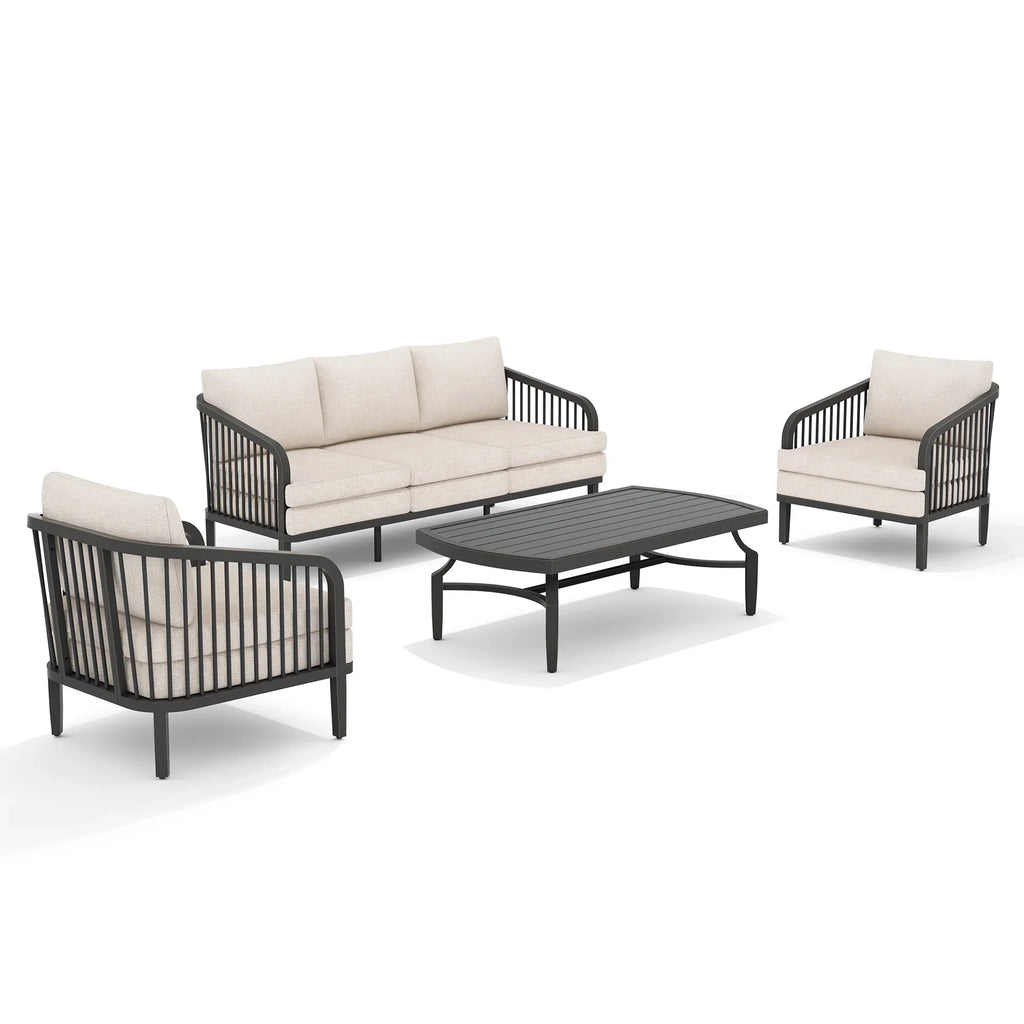 4 PCS Aluminum Patio Seating Set for 5-Person
