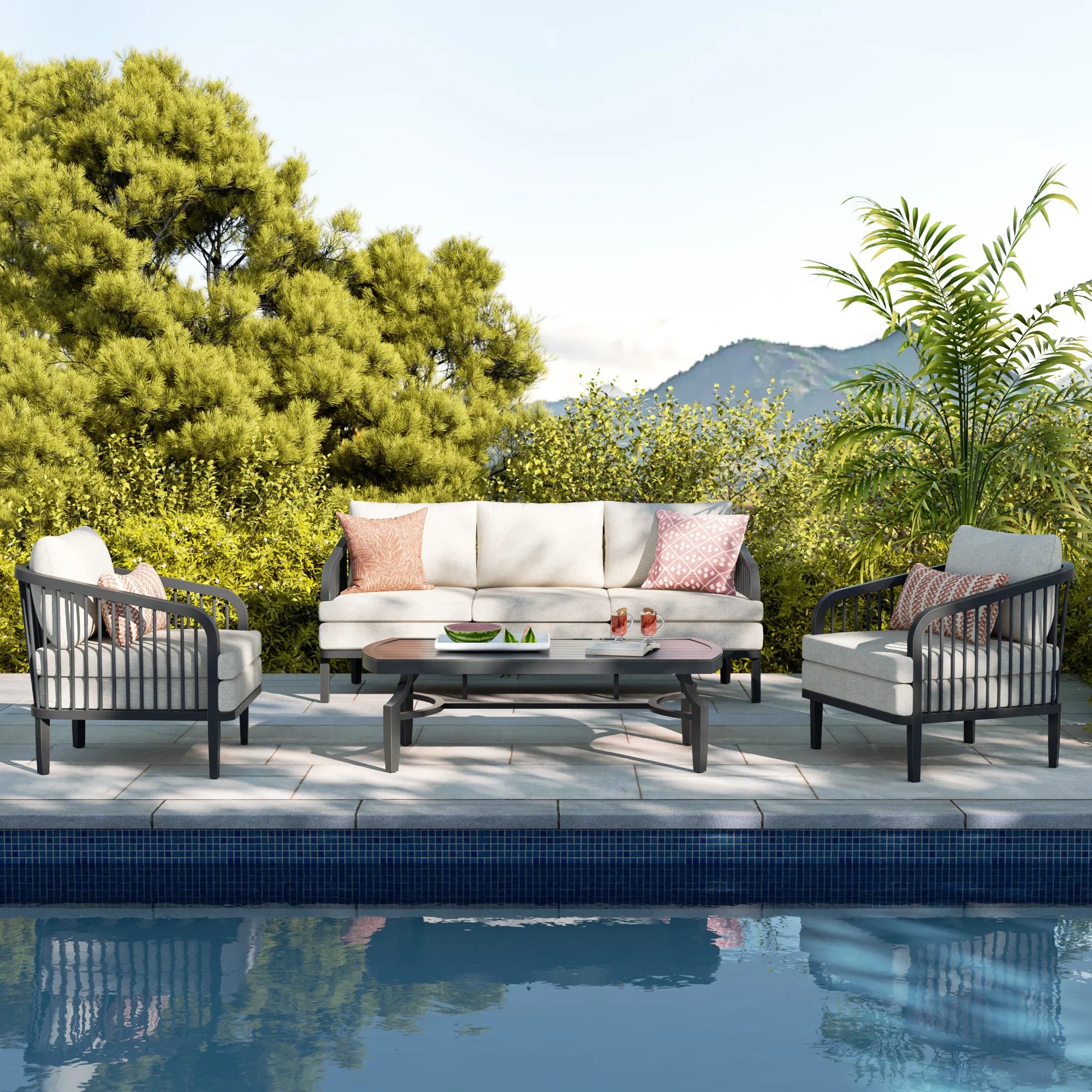 4 PCS Aluminum Patio Seating Set for 5-Person