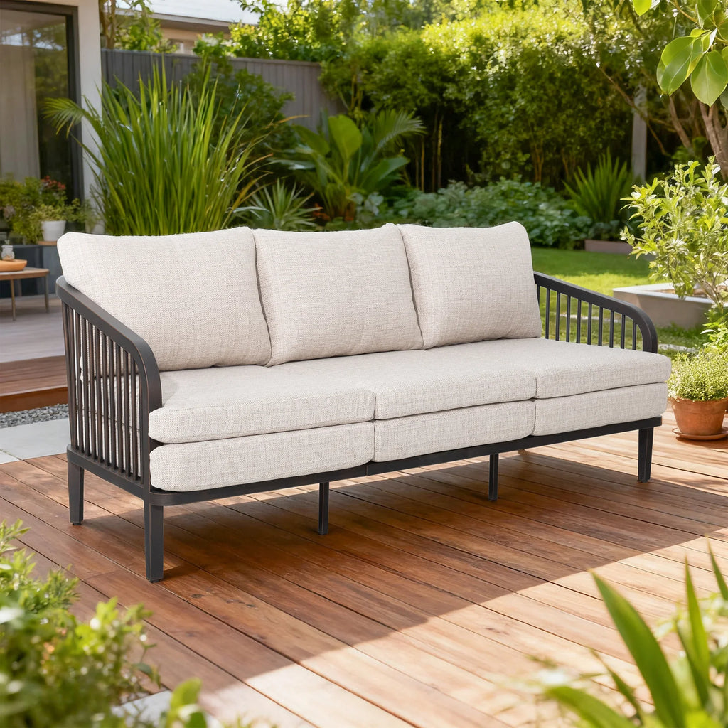 4-Piece Aluminum Patio Deep Sofa Set With Sintered Stone Tables