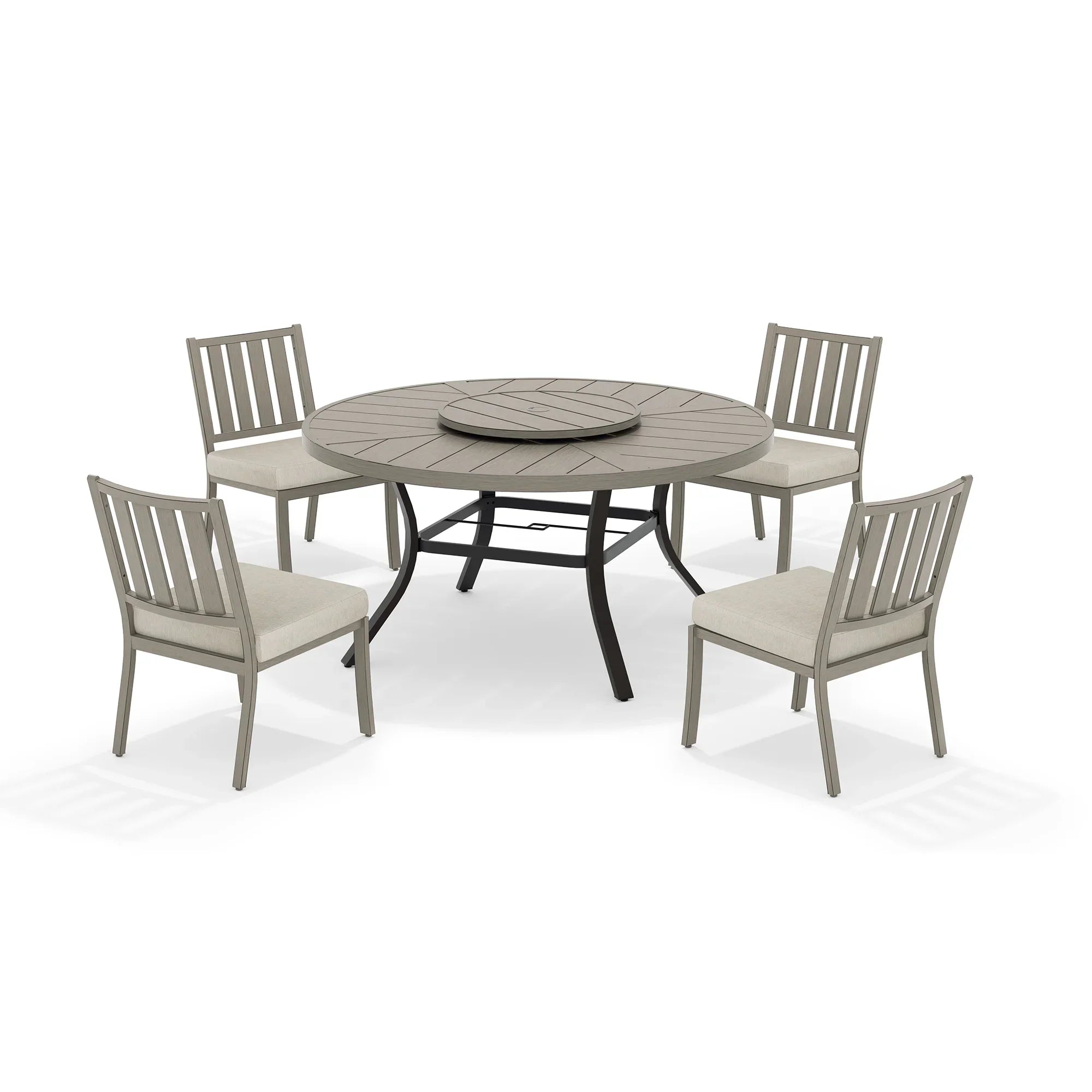 Round Dining Table Sets With Armless Chair And Sunbrella® Cushions