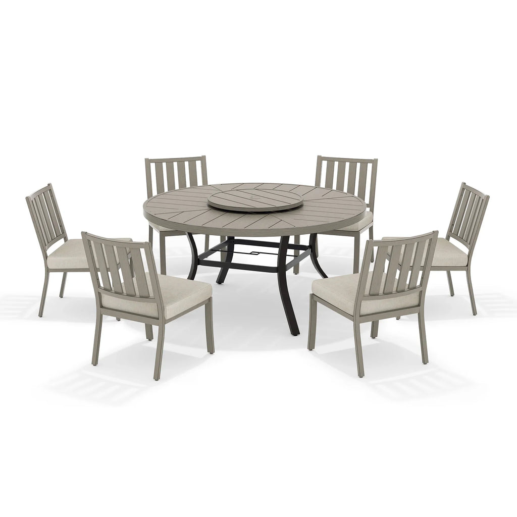Round Dining Table Sets With Armless Chair And Sunbrella® Cushions