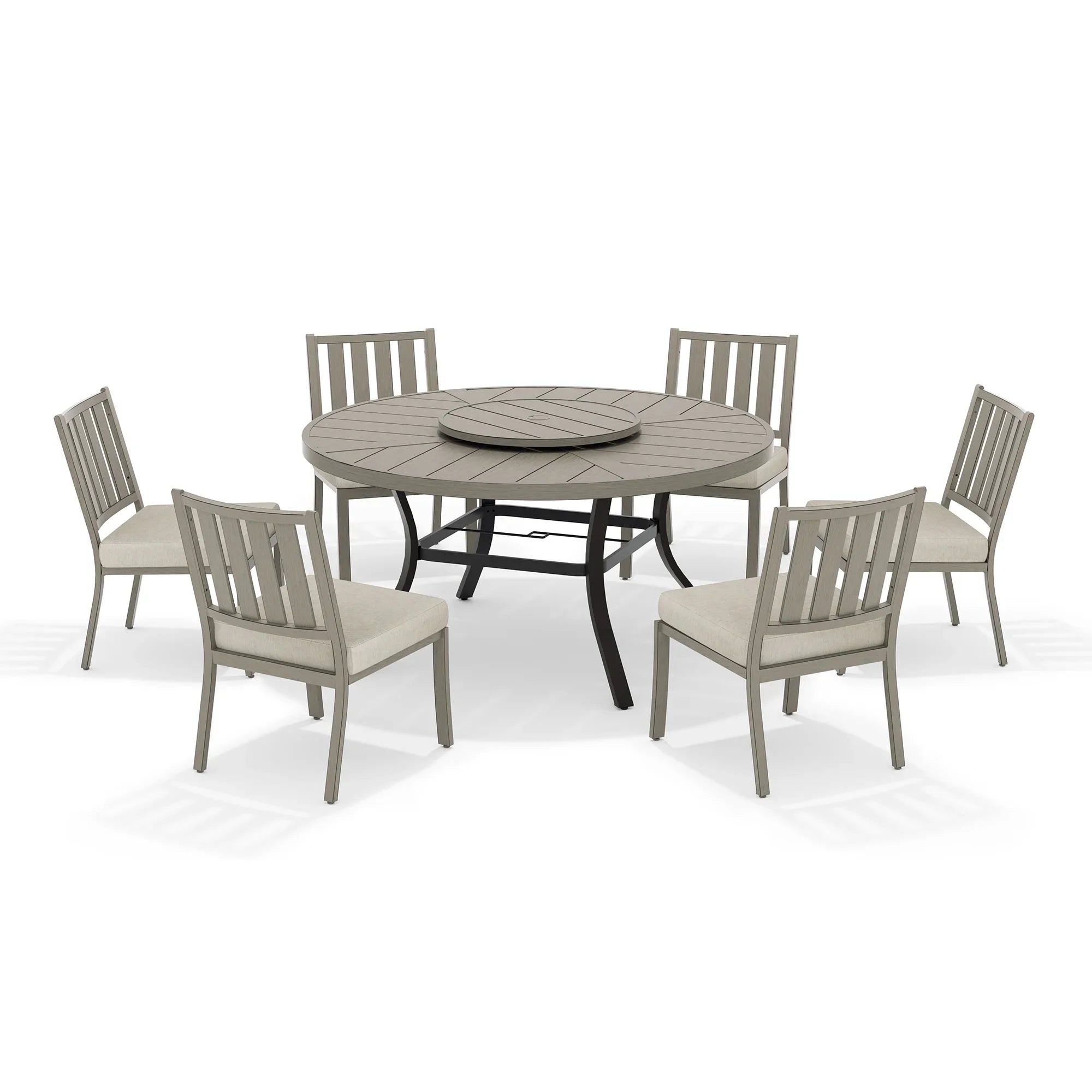 Round Dining Table Sets With Armless Chair And Sunbrella® Cushions