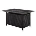Rectangular Woven Aluminum Convertible Gas Fire Pit Table