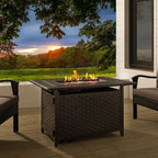 Rectangular Woven Aluminum Convertible Gas Fire Pit Table