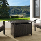 Rectangular Woven Aluminum Convertible Gas Fire Pit Table