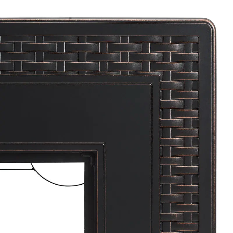Rectangular Woven Aluminum Convertible Gas Fire Pit Table