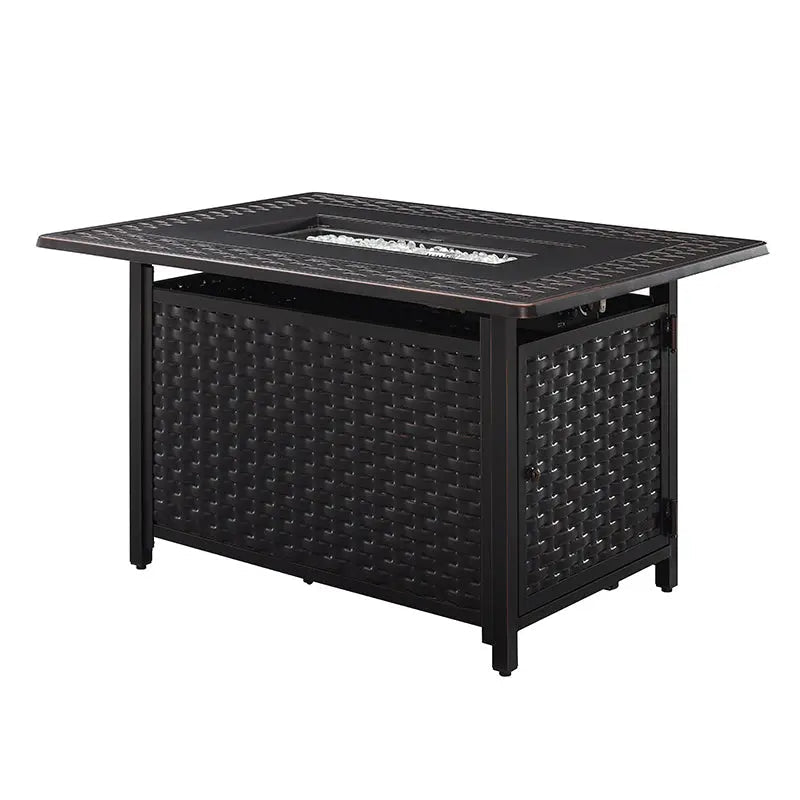 Rectangular Woven Aluminum Convertible Gas Fire Pit Table