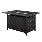 Rectangular Woven Aluminum Convertible Gas Fire Pit Table