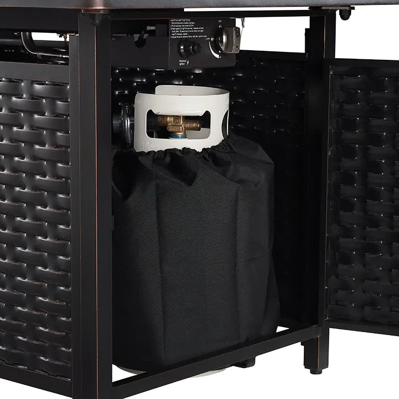 Rectangular Woven Aluminum Convertible Gas Fire Pit Table