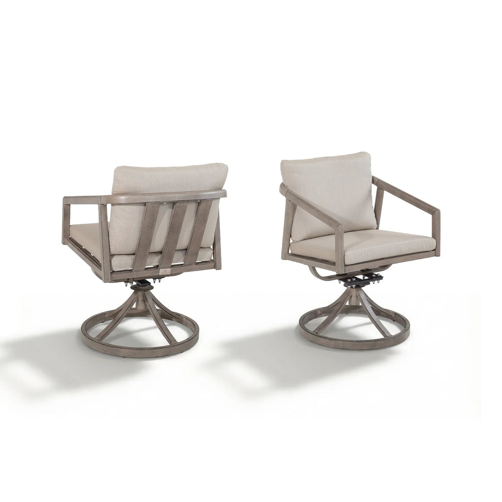 Amalfi Rectangular Aluminum Table with 6 Fixed Chairs and 2 Swivel Chairs