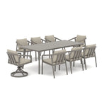 Amalfi Rectangular Aluminum Table with 6 Fixed Chairs and 2 Swivel Chairs