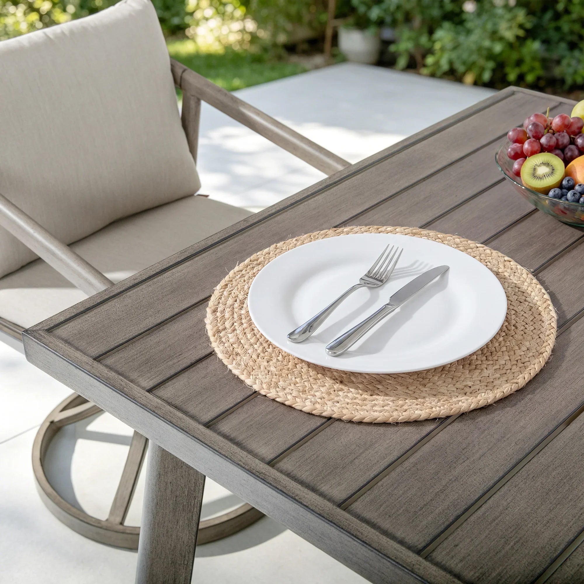 Amalfi Rectangular Aluminum Patio Dining Set with 6 Dining Chairs